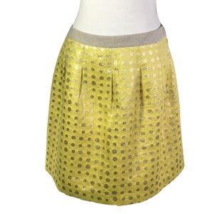 Loft Polka dotted  skirt yellow with silver threads